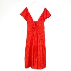 NWT O.P.T cotton orange Raspberry Fallen tiered dress NEW size M medium